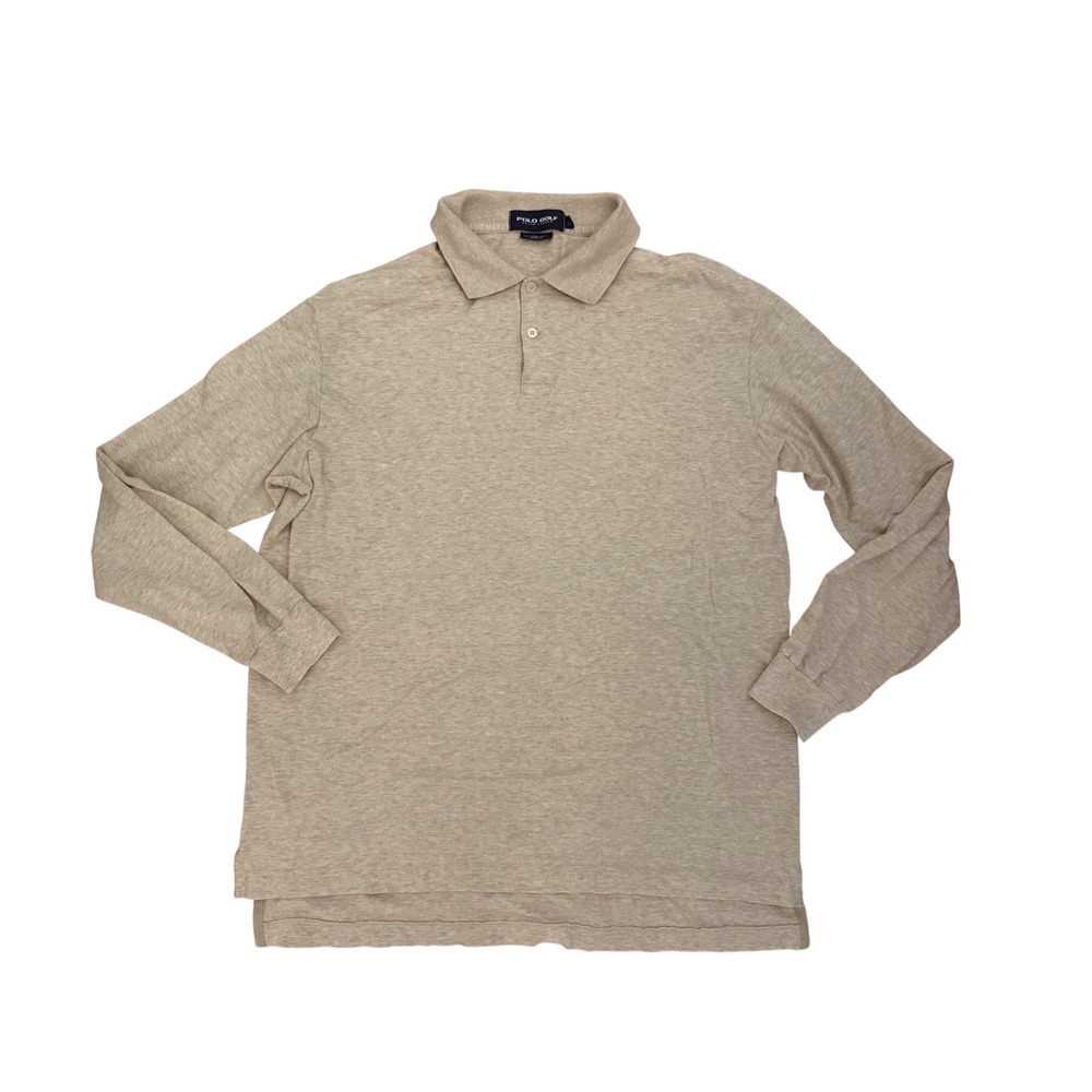 POLO GOLF Mens Long Sleeve Polo Pima Cotton Textured Knit Preppy Luxury Large - Picture 1 of 7